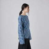 【予約商品｜9月下旬お届け】Color Stripe Boatneck Long-Sleeve Top (Art-Inspired)「夜景」