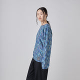 【予約商品｜9月下旬お届け】Color Stripe Boatneck Long-Sleeve Top (Art-Inspired)「夜景」