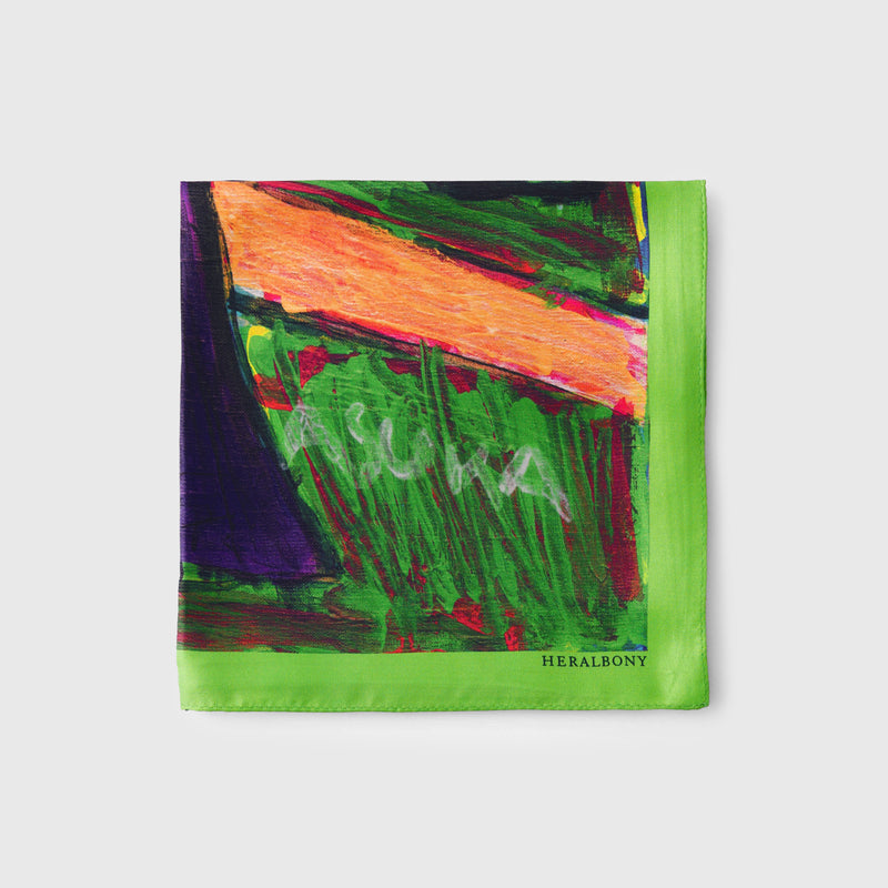 [Pre-order item | Delivery early to mid-November] Silk scarf "Forest Path - Blue Forest"