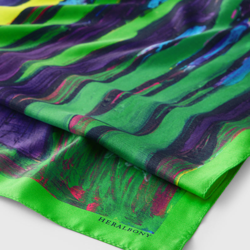 [Pre-order item | Delivery early to mid-November] Silk scarf "Forest Path - Blue Forest"