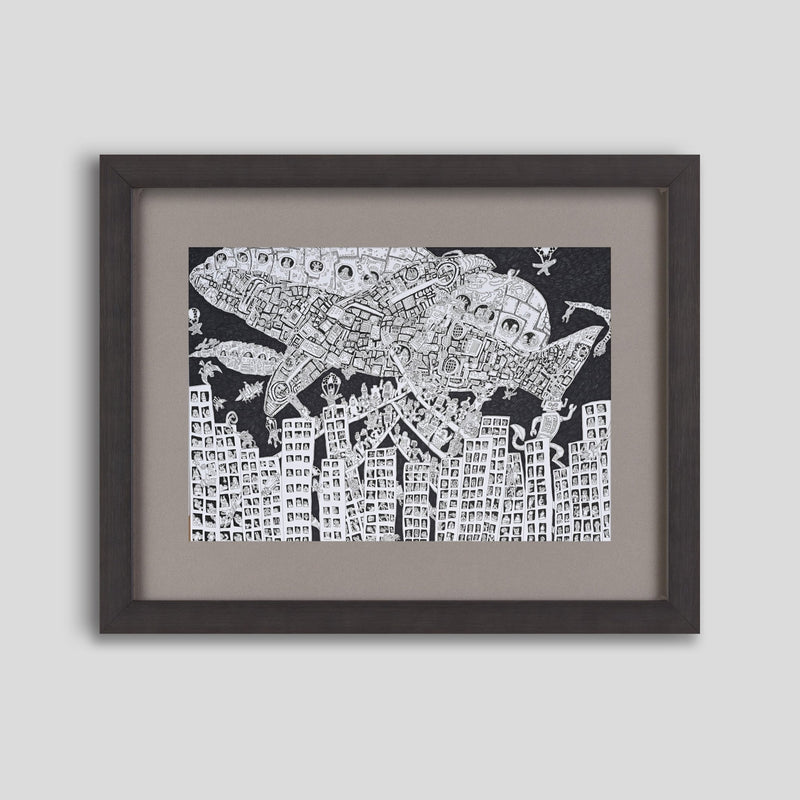￥「宇宙船とビル 」原画作品Shu Toriyama