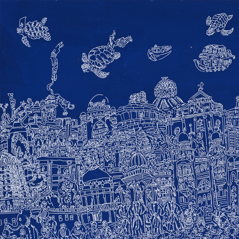 ￥「南インド(青) 」原画作品Shu Toriyama
