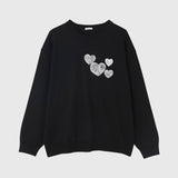 Tricot brodé cœur « Titre inconnu » noir