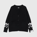 【HEART】 Bicolor Knit Cardigan　Black