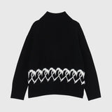 【HEART】 Bicolor Knit Pullover　Black