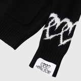 【HEART】 Bicolor Knit Cardigan　Black