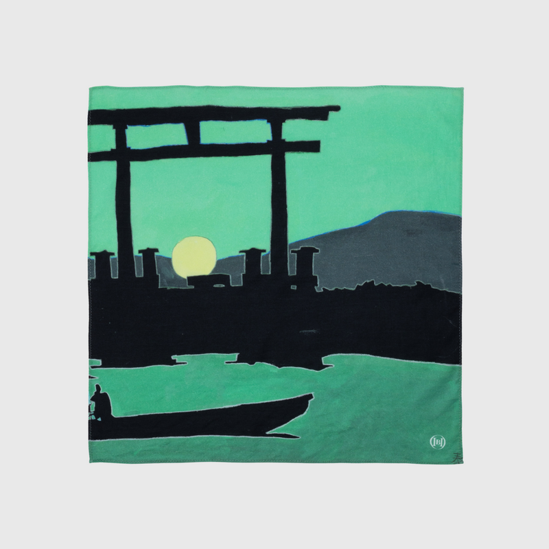 シルク混バンダナ「夕陽に輝く厳島神社（宮島）」