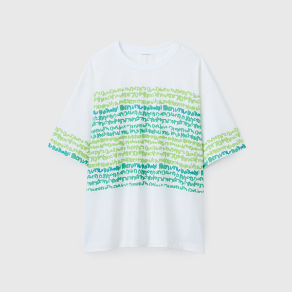 【予約商品｜8月末〜9月上旬お届け】アートボーダーTシャツ「green brush-mm2025」