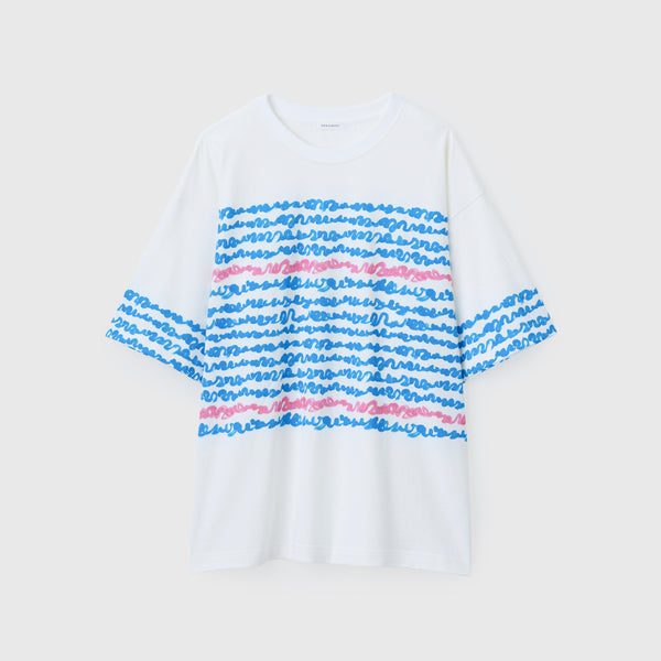 【予約商品｜8月末〜9月上旬お届け】アートボーダーTシャツ「blue brush-mm2025」