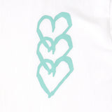 【HEART】Logo T-Shirt　Vertical Triple Heart　White