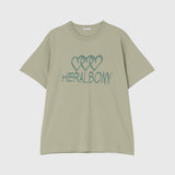 【HEART】Logo T-Shirt　Horizontal Triple Heart　Green