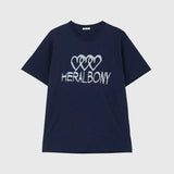 【HEART】Logo T-Shirt　Horizontal Triple Heart　Navy