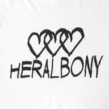 【HEART】Logo T-Shirt　Horizontal Triple Heart　White