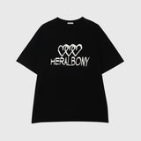 【HEART】Logo T-Shirt　Horizontal Triple Heart　Black
