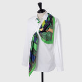 [Pre-order item | Delivery early to mid-November] Silk scarf "Forest Path - Blue Forest"