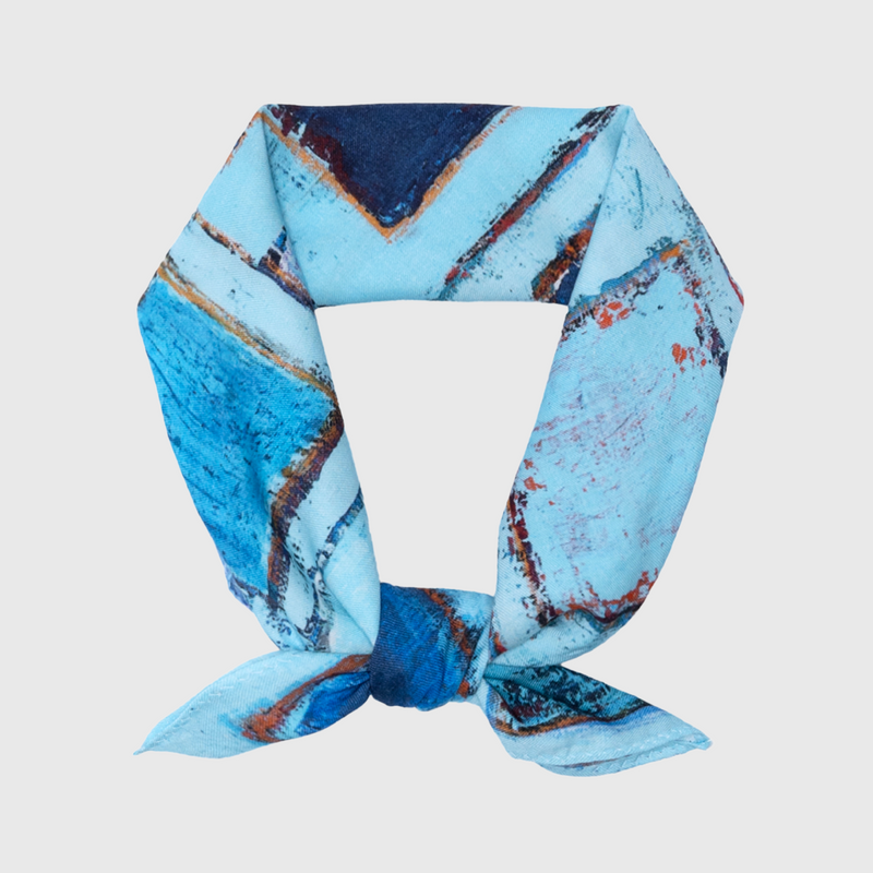 シルク混バンダナ「青い窓」