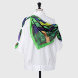 [Pre-order item | Delivery early to mid-November] Silk scarf "Forest Path - Blue Forest"
