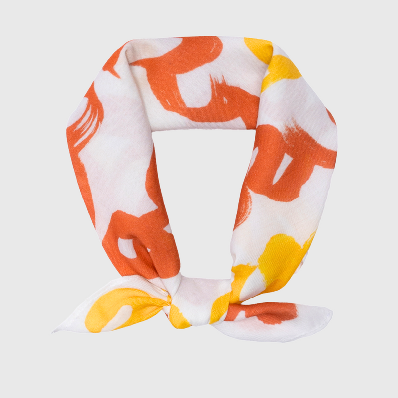 [In-store exclusive] Silk blend bandana "orange and yellow brush-mm2025"