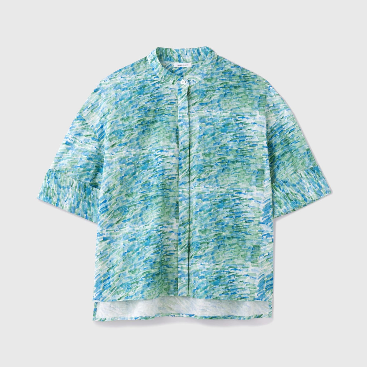 極美品＊ヘラルボニー コットンバンドカラーシャツ ML マルチカラー 長袖 極美品＊ヘラルボニー コットンバンドカラーシャツ 夜景 SM長袖