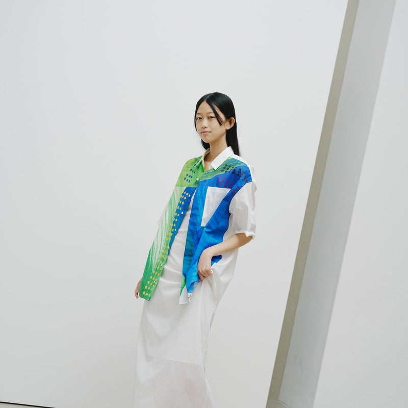 ￥【予約商品｜8月末〜9月上旬お届け】アートパネル半袖シャツ「タイトル不明 Blue」Shigaku Mizukami