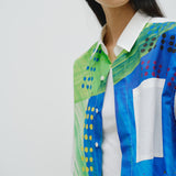 ￥【予約商品｜8月末〜9月上旬お届け】アートパネル半袖シャツ「タイトル不明 Blue」Shigaku Mizukami