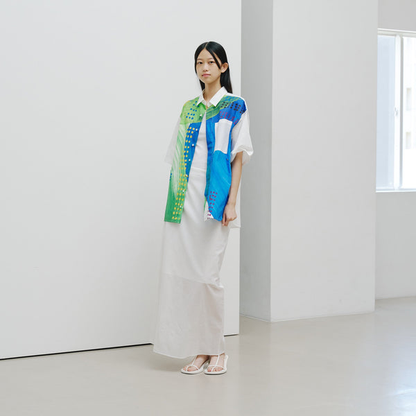 ￥【予約商品｜8月末〜9月上旬お届け】アートパネル半袖シャツ「タイトル不明 Blue」Shigaku Mizukami