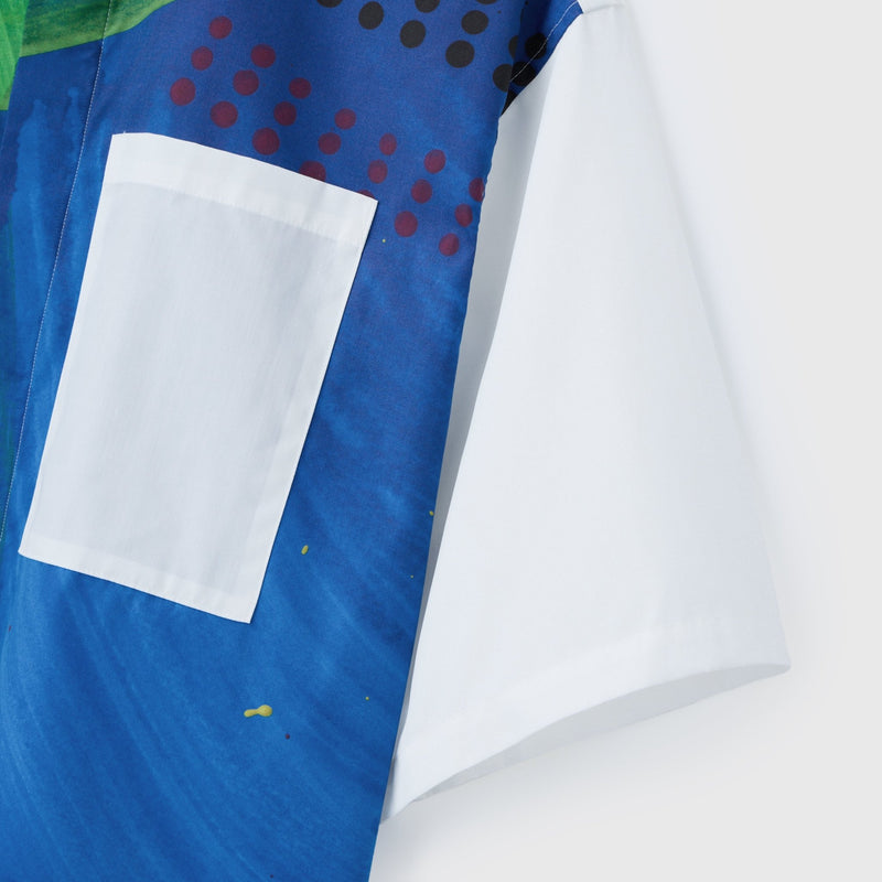 ￥【予約商品｜8月末〜9月上旬お届け】アートパネル半袖シャツ「タイトル不明 Blue」Shigaku Mizukami