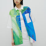 ￥【予約商品｜8月末〜9月上旬お届け】アートパネル半袖シャツ「タイトル不明 Blue」Shigaku Mizukami