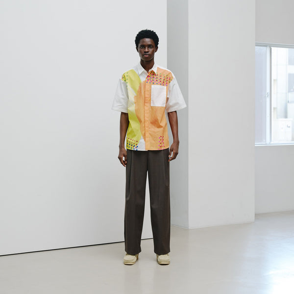 ￥【予約商品｜8月末〜9月上旬お届け】アートパネル半袖シャツ「タイトル不明 Yellow」Shigaku Mizukami