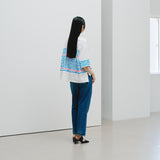 ￥【予約商品｜8月末〜9月上旬お届け】アートボーダーチュニックTシャツ「blue brush - mm2025」marina