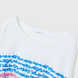 ￥【予約商品｜8月末〜9月上旬お届け】アートボーダーチュニックTシャツ「blue brush - mm2025」marina