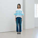 ￥【予約商品｜8月末〜9月上旬お届け】アートボーダーチュニックTシャツ「blue brush - mm2025」marina