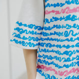 ￥【予約商品｜8月末〜9月上旬お届け】アートボーダーチュニックTシャツ「blue brush - mm2025」marina