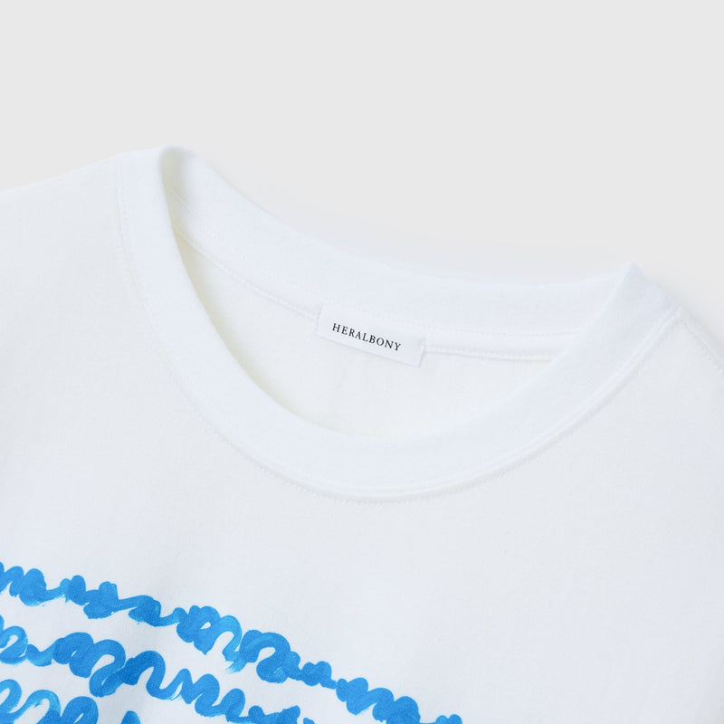 ￥【予約商品｜8月末〜9月上旬お届け】アートボーダーTシャツ「blue brush - mm2025」marina