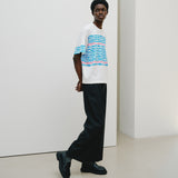 ￥【予約商品｜8月末〜9月上旬お届け】アートボーダーTシャツ「blue brush - mm2025」marina