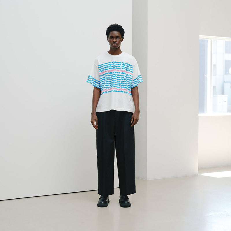￥【予約商品｜8月末〜9月上旬お届け】アートボーダーTシャツ「blue brush - mm2025」marina