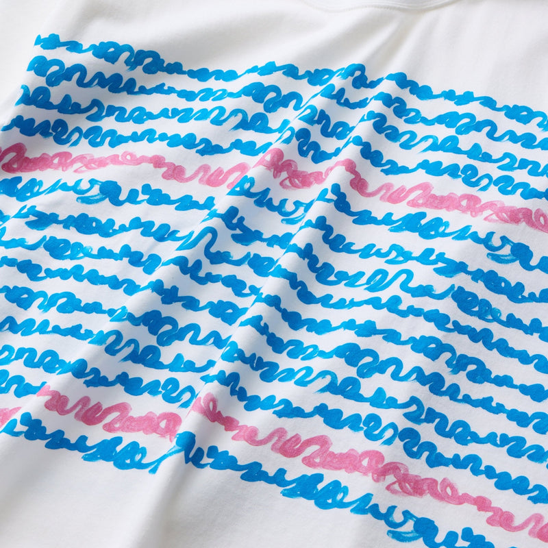 ￥【予約商品｜8月末〜9月上旬お届け】アートボーダーTシャツ「blue brush - mm2025」marina