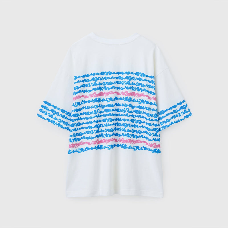 ￥【予約商品｜8月末〜9月上旬お届け】アートボーダーTシャツ「blue brush - mm2025」marina