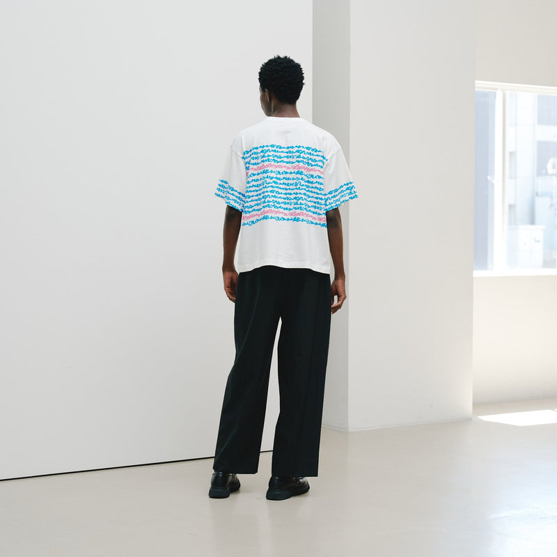 ￥【予約商品｜8月末〜9月上旬お届け】アートボーダーTシャツ「blue brush - mm2025」marina