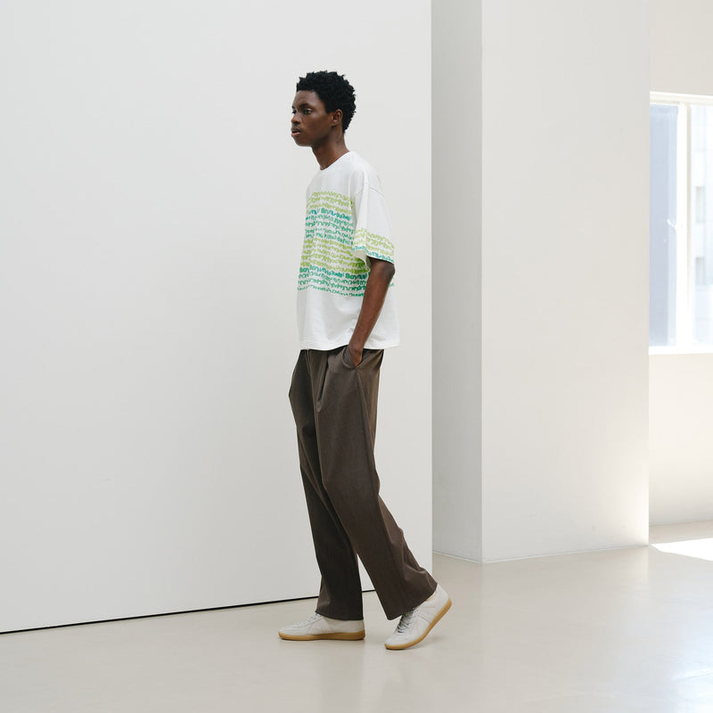 ￥【予約商品｜8月末〜9月上旬お届け】アートボーダーTシャツ「green brush - mm2025」marina