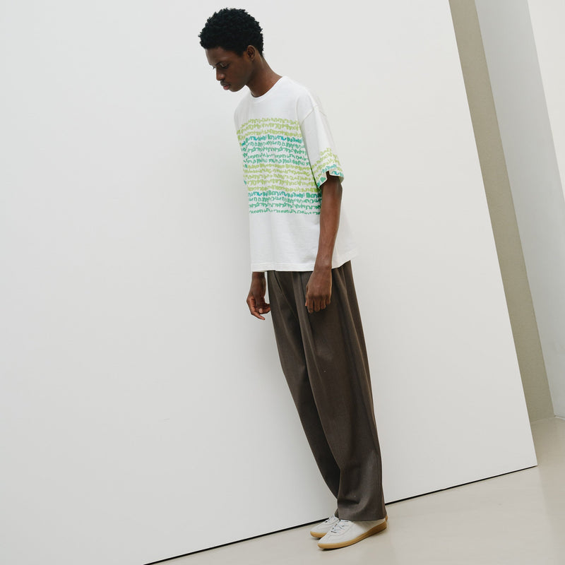 ￥【予約商品｜8月末〜9月上旬お届け】アートボーダーTシャツ「green brush - mm2025」marina