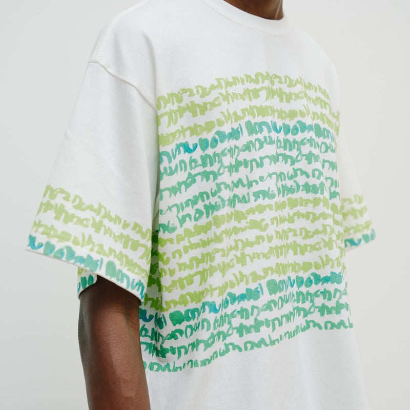￥【予約商品｜8月末〜9月上旬お届け】アートボーダーTシャツ「green brush - mm2025」marina