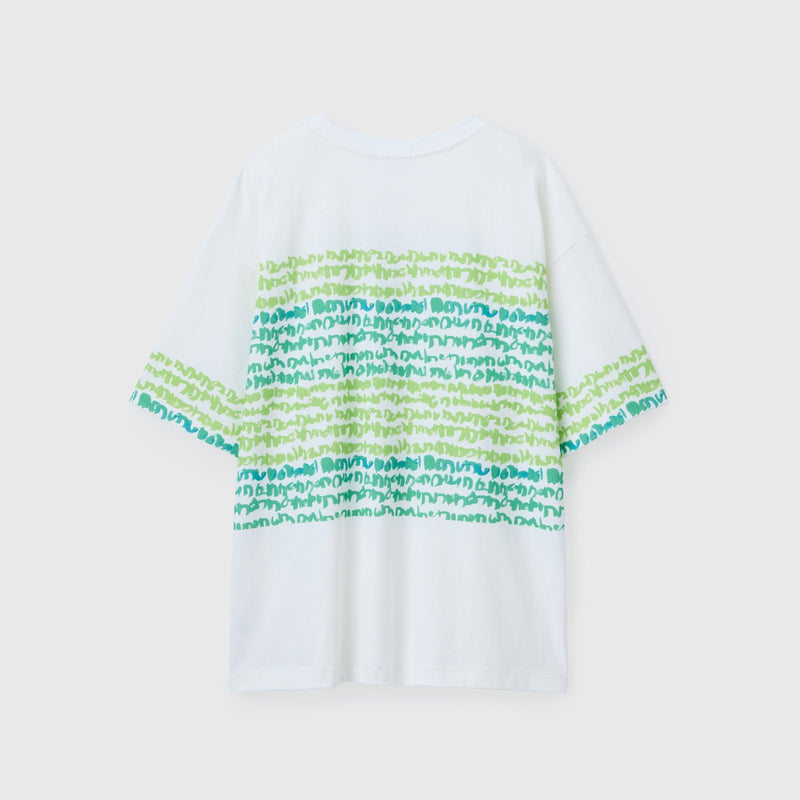 ￥【予約商品｜8月末〜9月上旬お届け】アートボーダーTシャツ「green brush - mm2025」marina