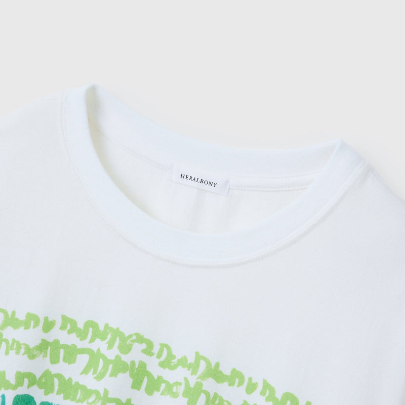 ￥【予約商品｜8月末〜9月上旬お届け】アートボーダーTシャツ「green brush - mm2025」marina