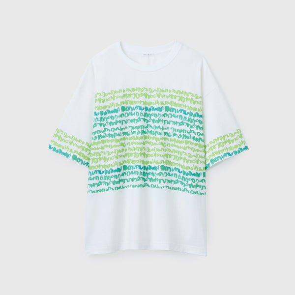 ￥【予約商品｜8月末〜9月上旬お届け】アートボーダーTシャツ「green brush - mm2025」marina