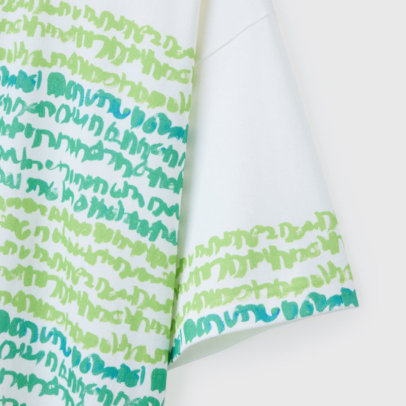 ￥【予約商品｜8月末〜9月上旬お届け】アートボーダーTシャツ「green brush - mm2025」marina