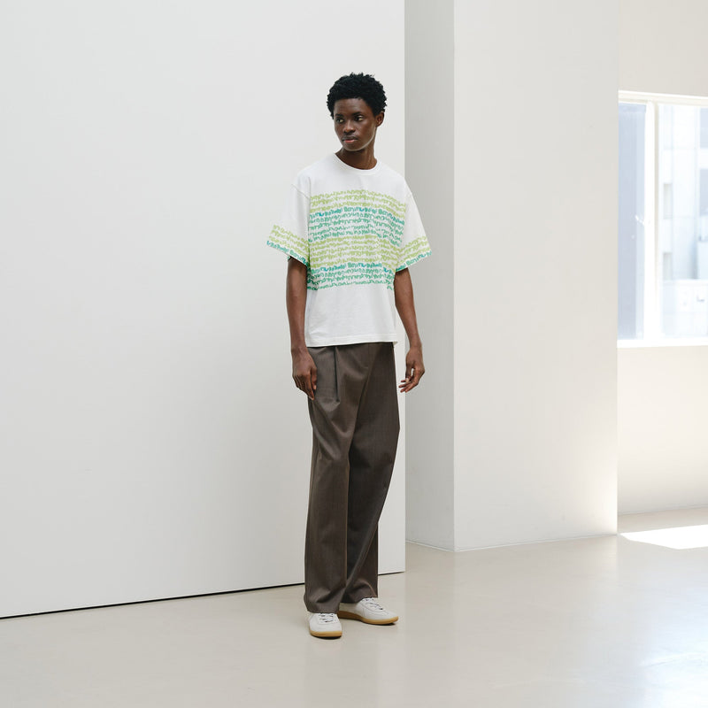 ￥【予約商品｜8月末〜9月上旬お届け】アートボーダーTシャツ「green brush - mm2025」marina
