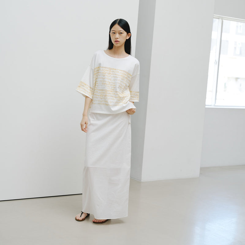 ￥【予約商品｜8月末〜9月上旬お届け】アートボーダーチュニックTシャツ「kin - mm2024」marina