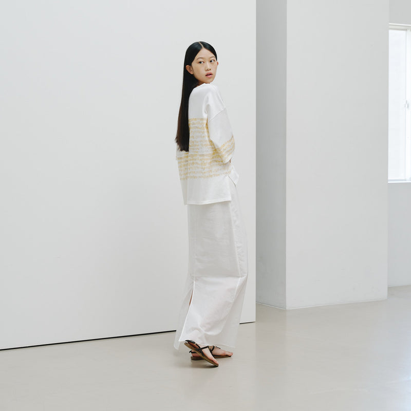 ￥【予約商品｜8月末〜9月上旬お届け】アートボーダーチュニックTシャツ「kin - mm2024」marina
