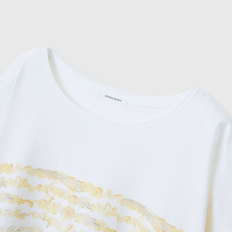 ￥【予約商品｜8月末〜9月上旬お届け】アートボーダーチュニックTシャツ「kin - mm2024」marina